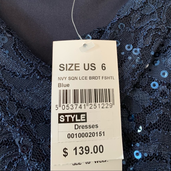 NWT Quiz Navy Sequin Bardot Fishtail Maxi size 6 - Picture 6 of 12